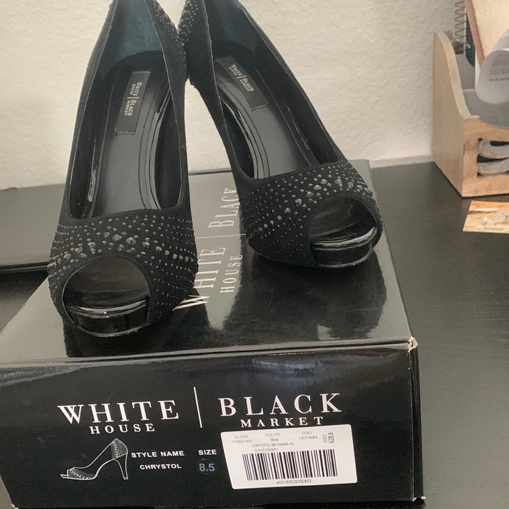 Black embellished shade heels 8.5